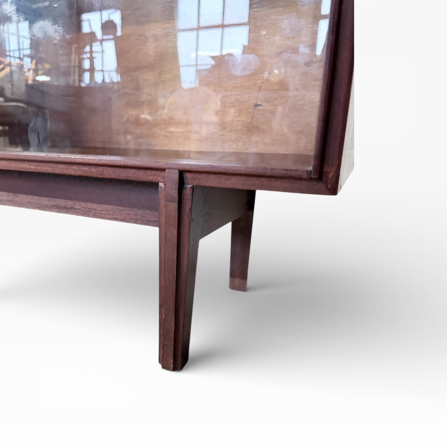 Beaver & Tapley Sliding Glass Bookcase by Richard Hornby Mid Century Teak Display Cabinet