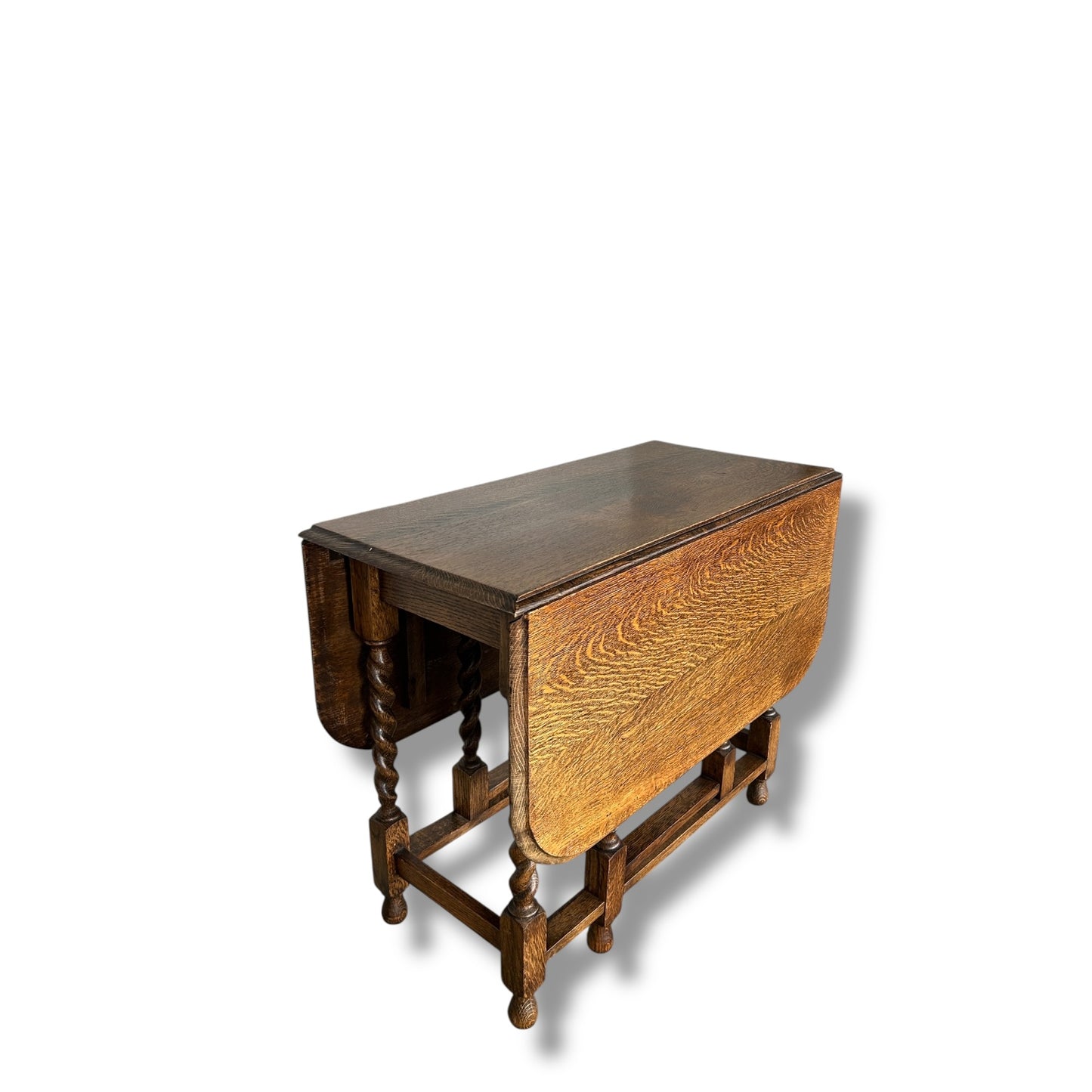 Antique Oak Barley Twist Gateleg Table, Drop Leaf Table Scottish