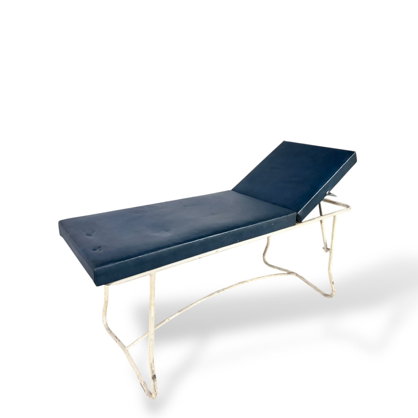 Mid-Century Modern Streamline Adjustable Chaise Lounge – Royal Blue Vinyl & Chrome