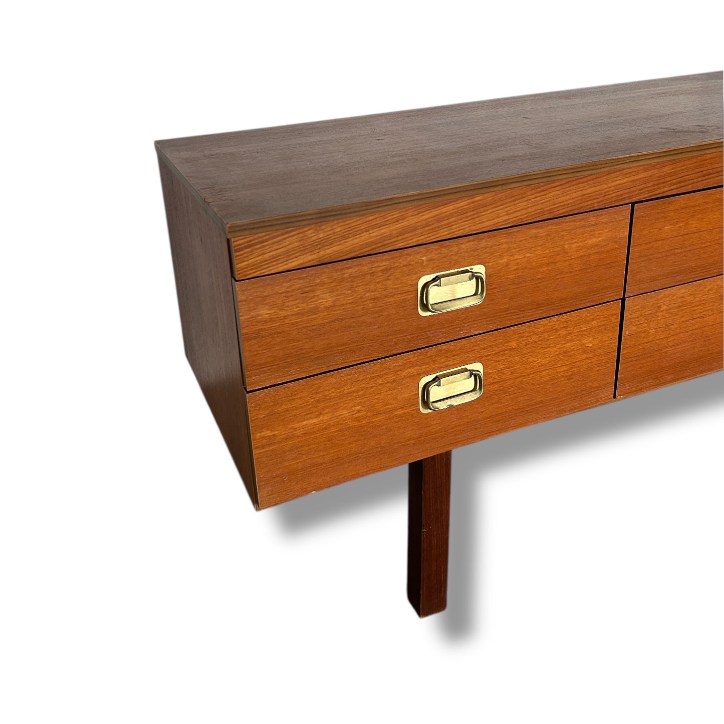 Mid Century Teak and Brass Armouries Style Chest Sideboard