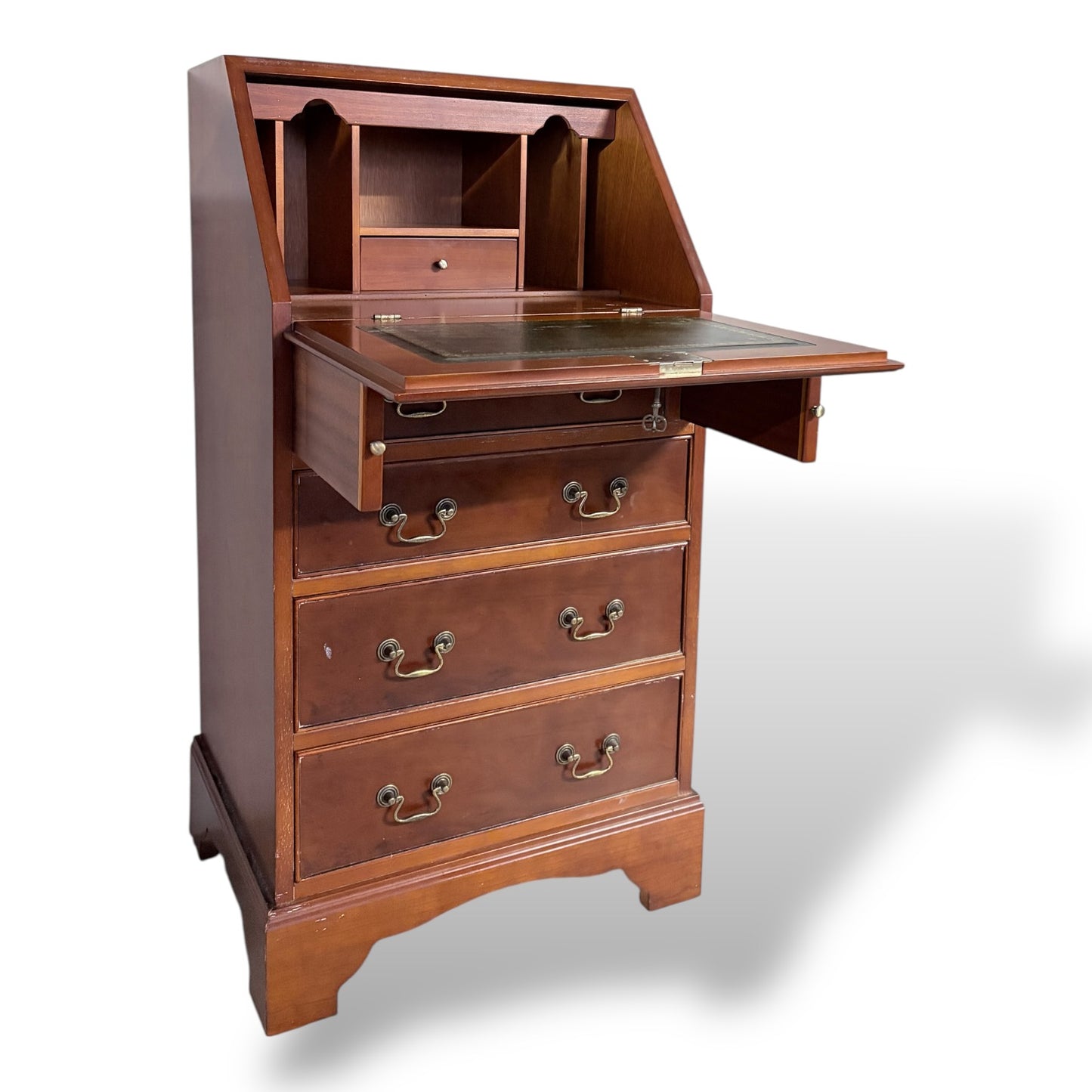 Vintage Yew Wood Compact Bureau Writing Desk