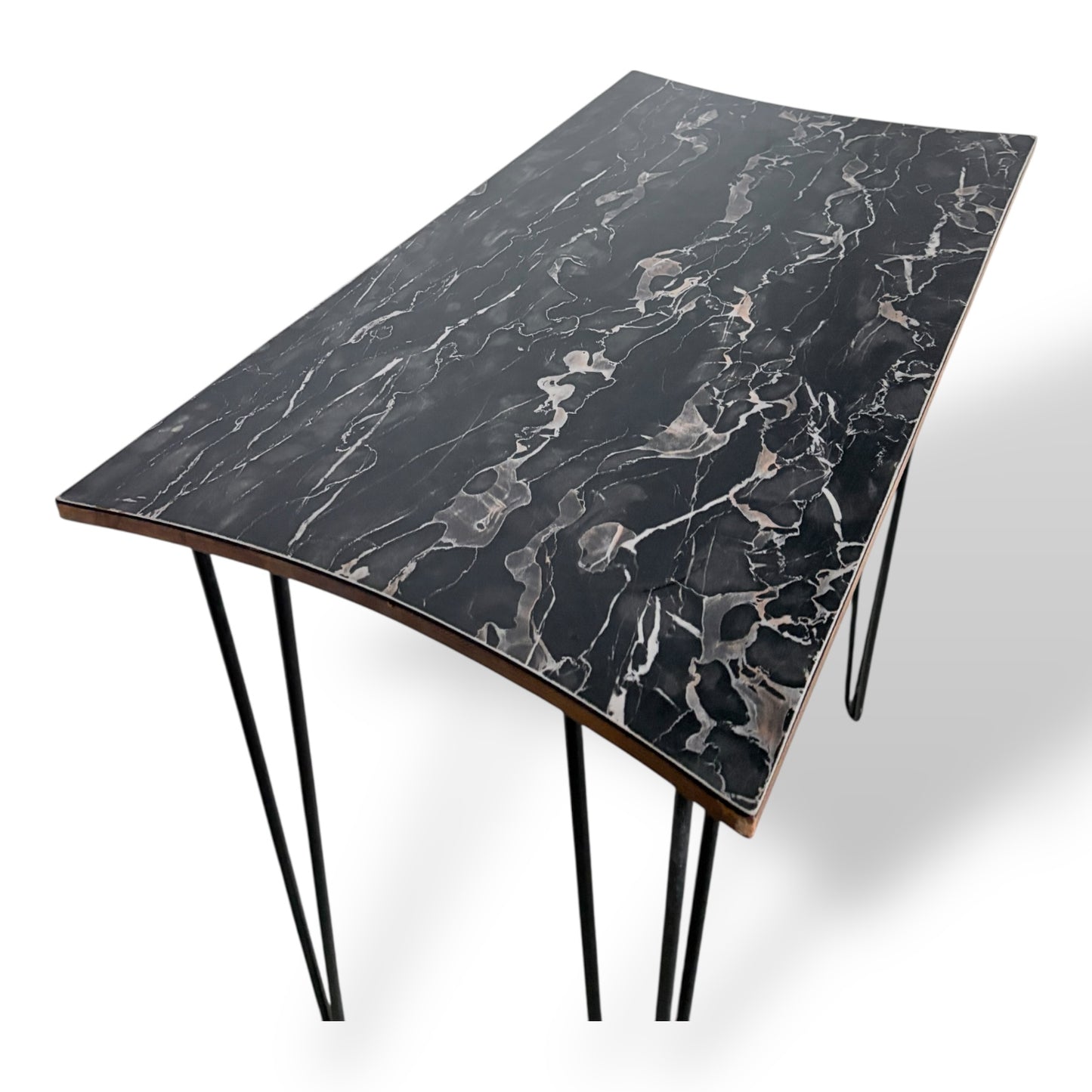 Vintage Formica Marbled Console Table – Hairpin Legs