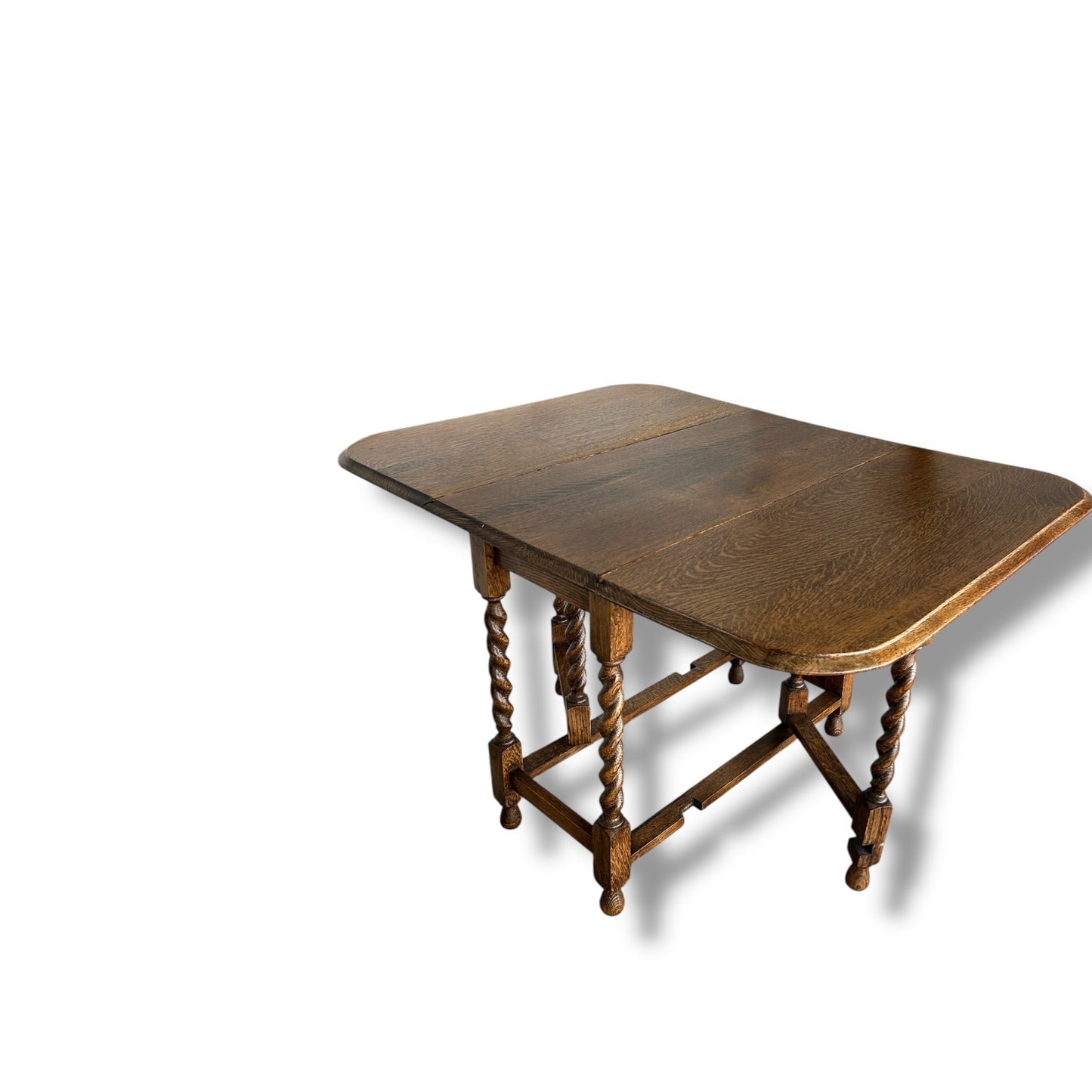 Antique Oak Barley Twist Gateleg Table, Drop Leaf Table Scottish