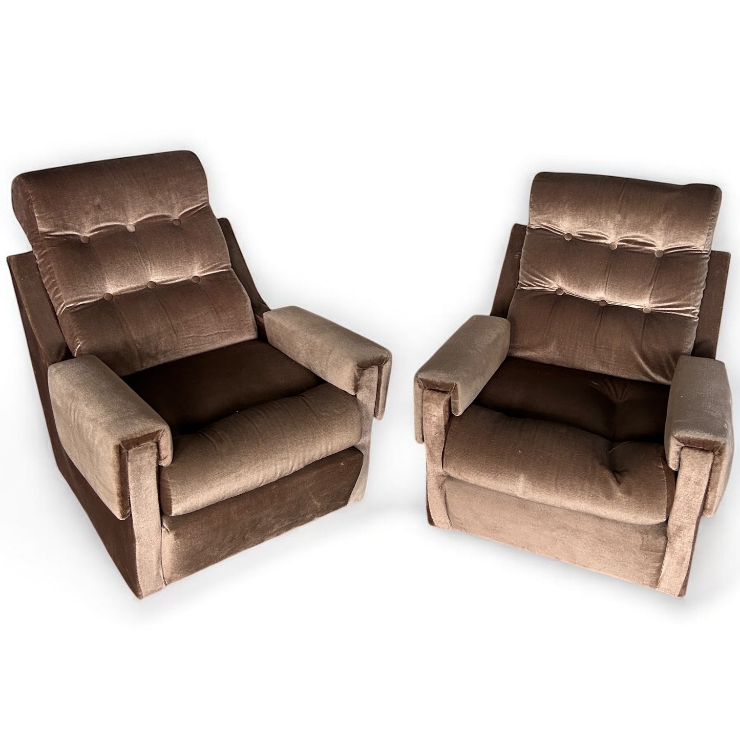 Mid Century Modern Pair of Chenille Fabric Parker Knoll Armchairs