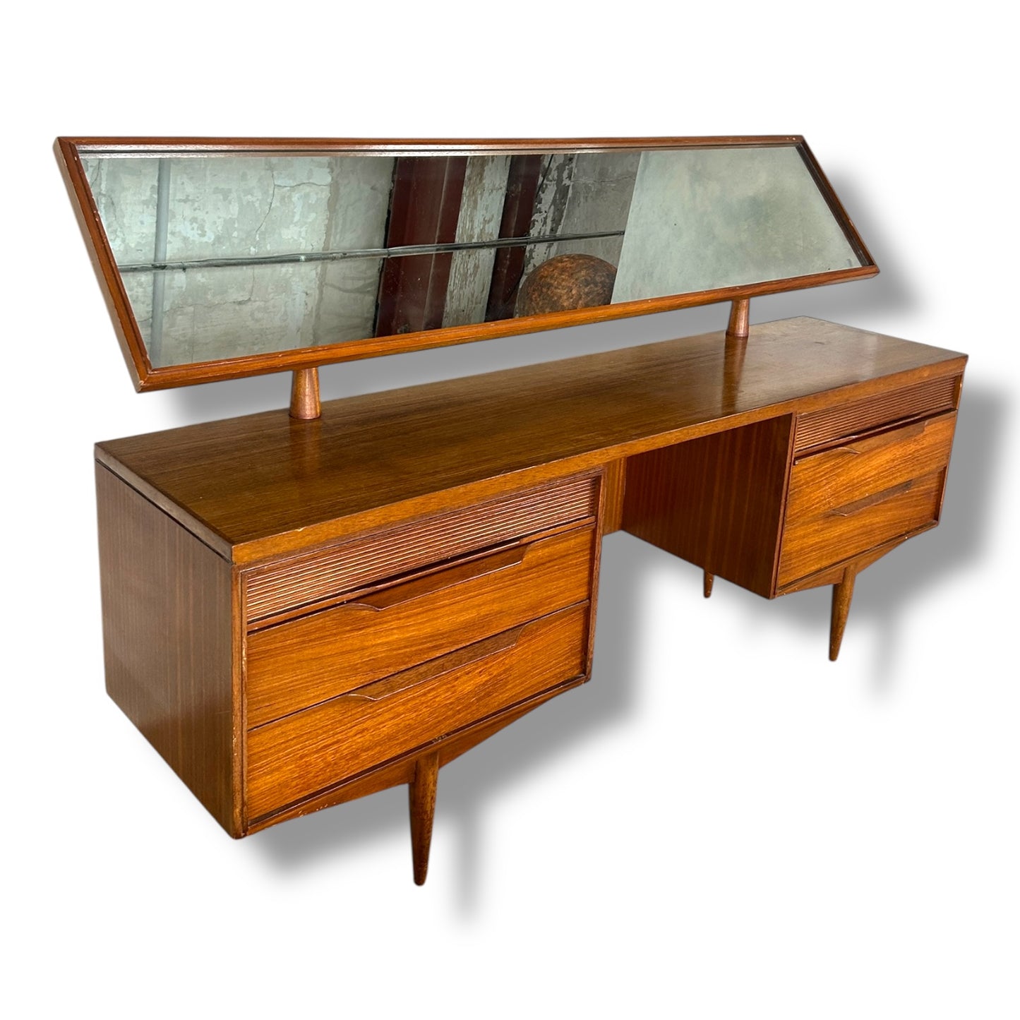 White & Newton Mid-Century Dressing Table with Mirror | Vintage Teak Vanity