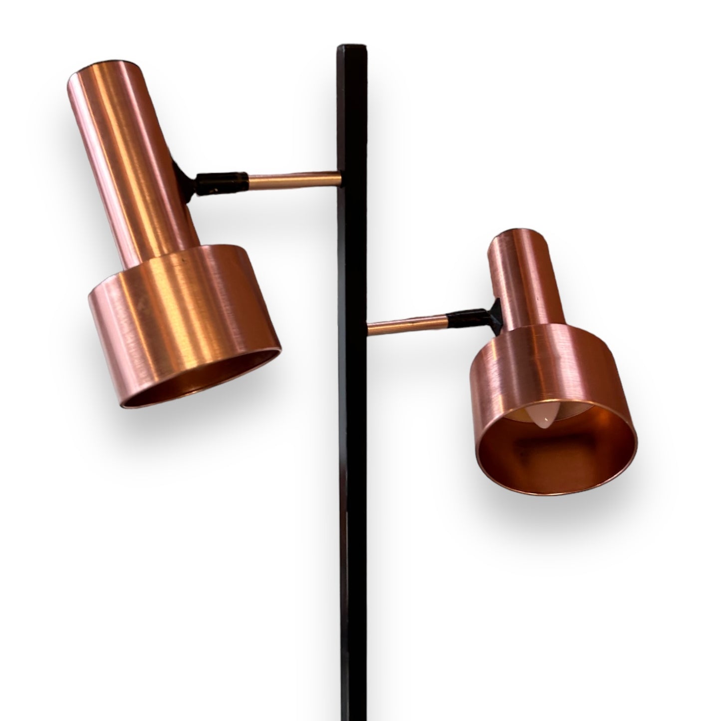 mid century copper and black floor lamp