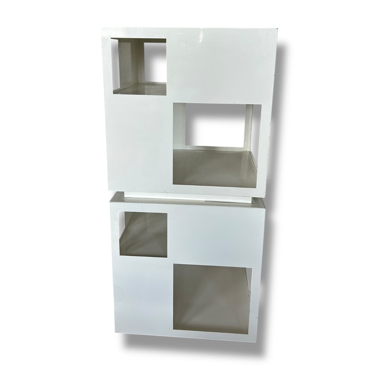 Mid Century Space Age Metal White Display Storage Cubes