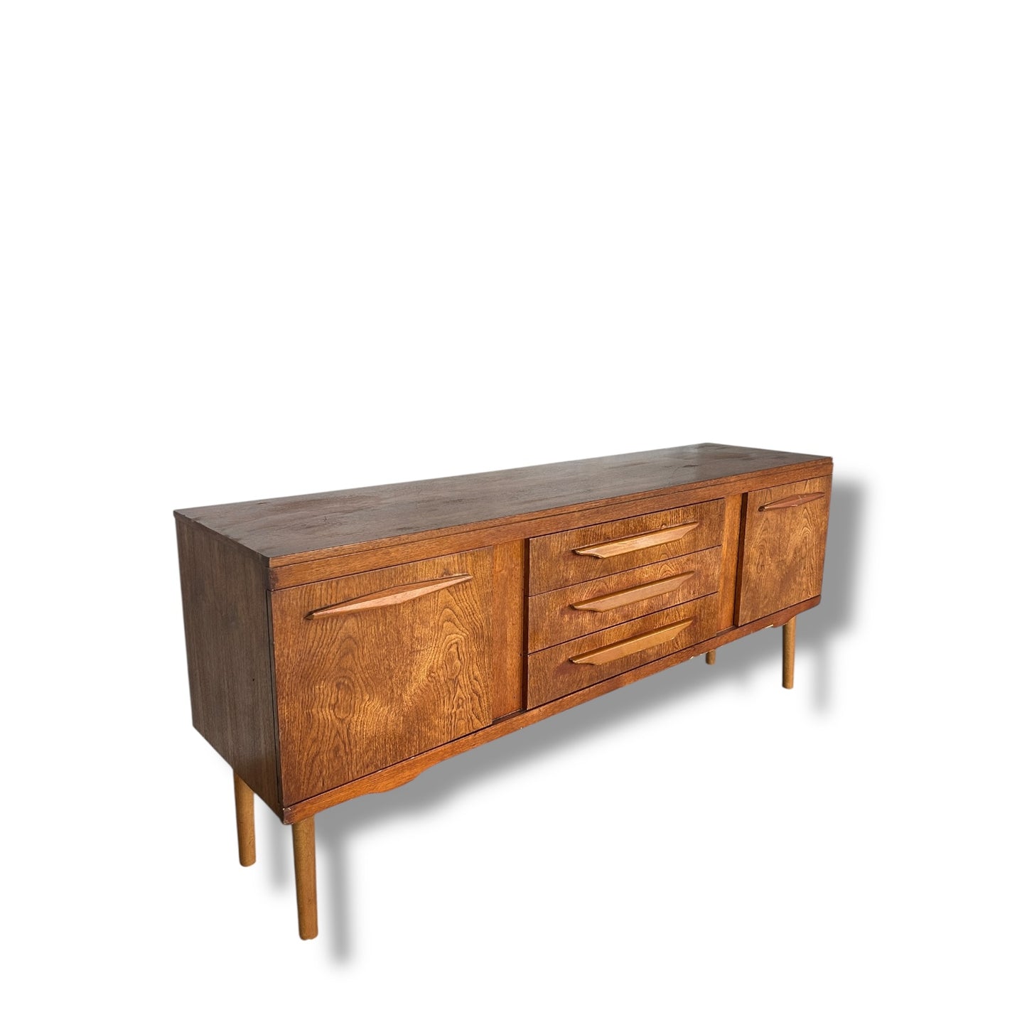Mid Century Modern Teak Sideboard – Elliot’s of Newbury Credenza | Vintage MCM Storage Cabinet | Retro Danish Style Furniture