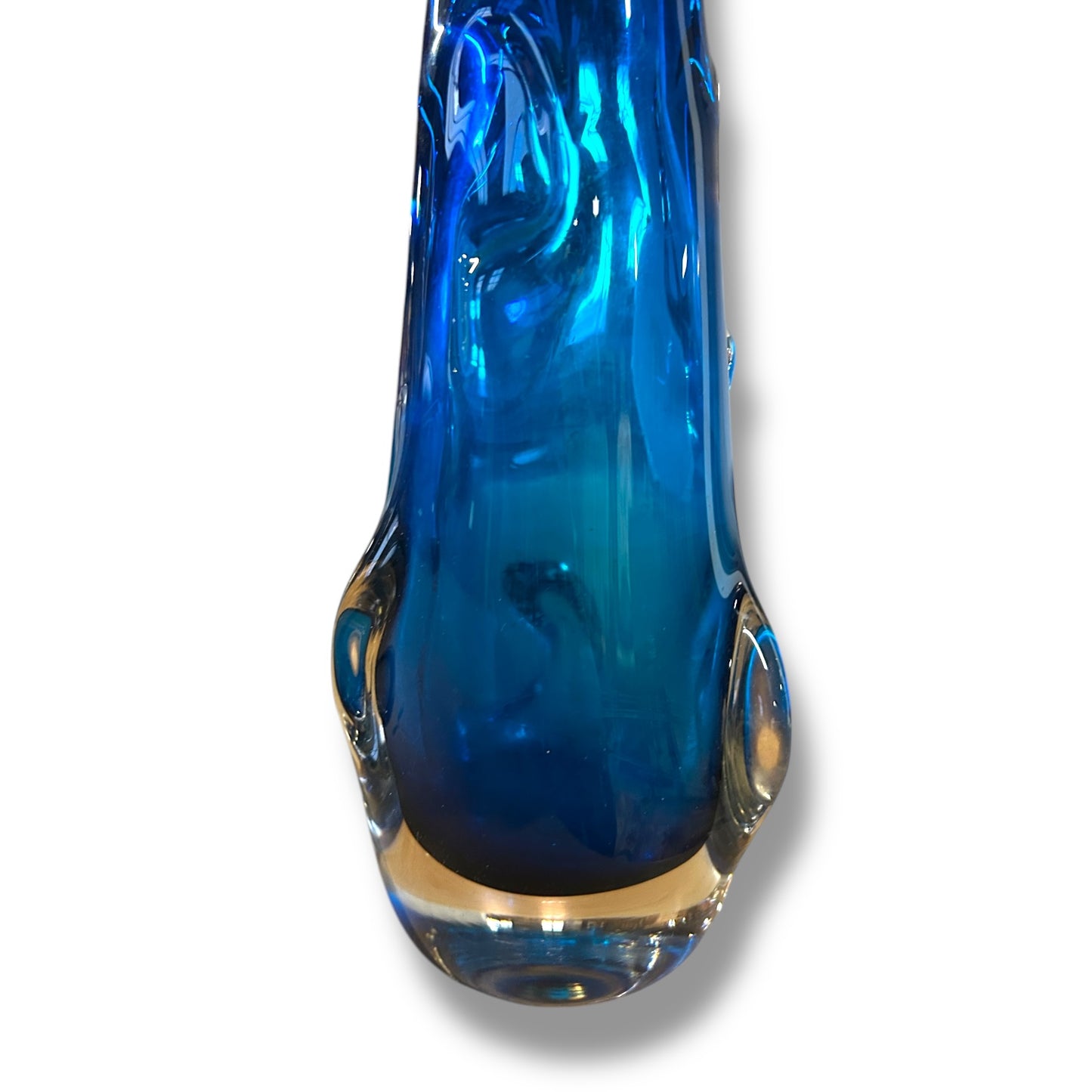 Mid century Whitefriars Kingfisher blue glass Knobbly vase