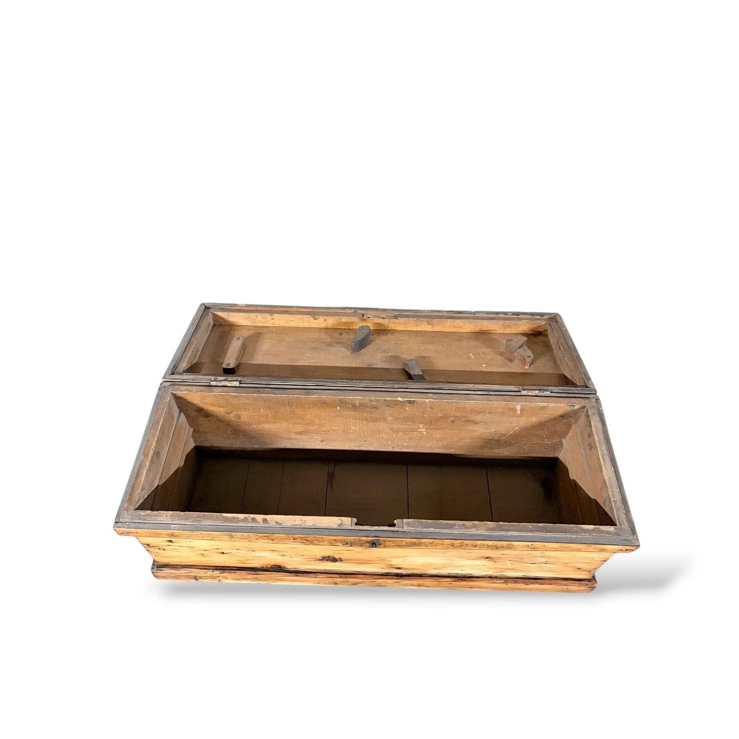 Antique Rustic Solid Pine Carpenter’s Tool Chest / Storage Box