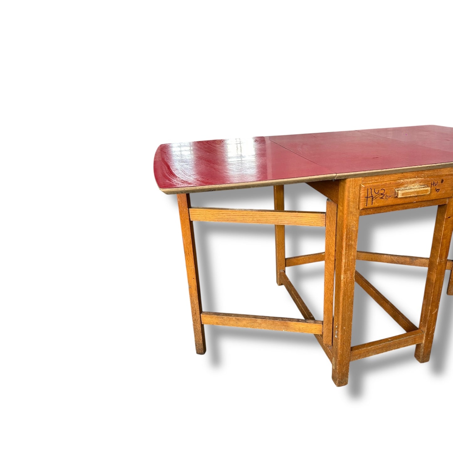 Mid Century Modern Red Formica Extendable Dining Table
