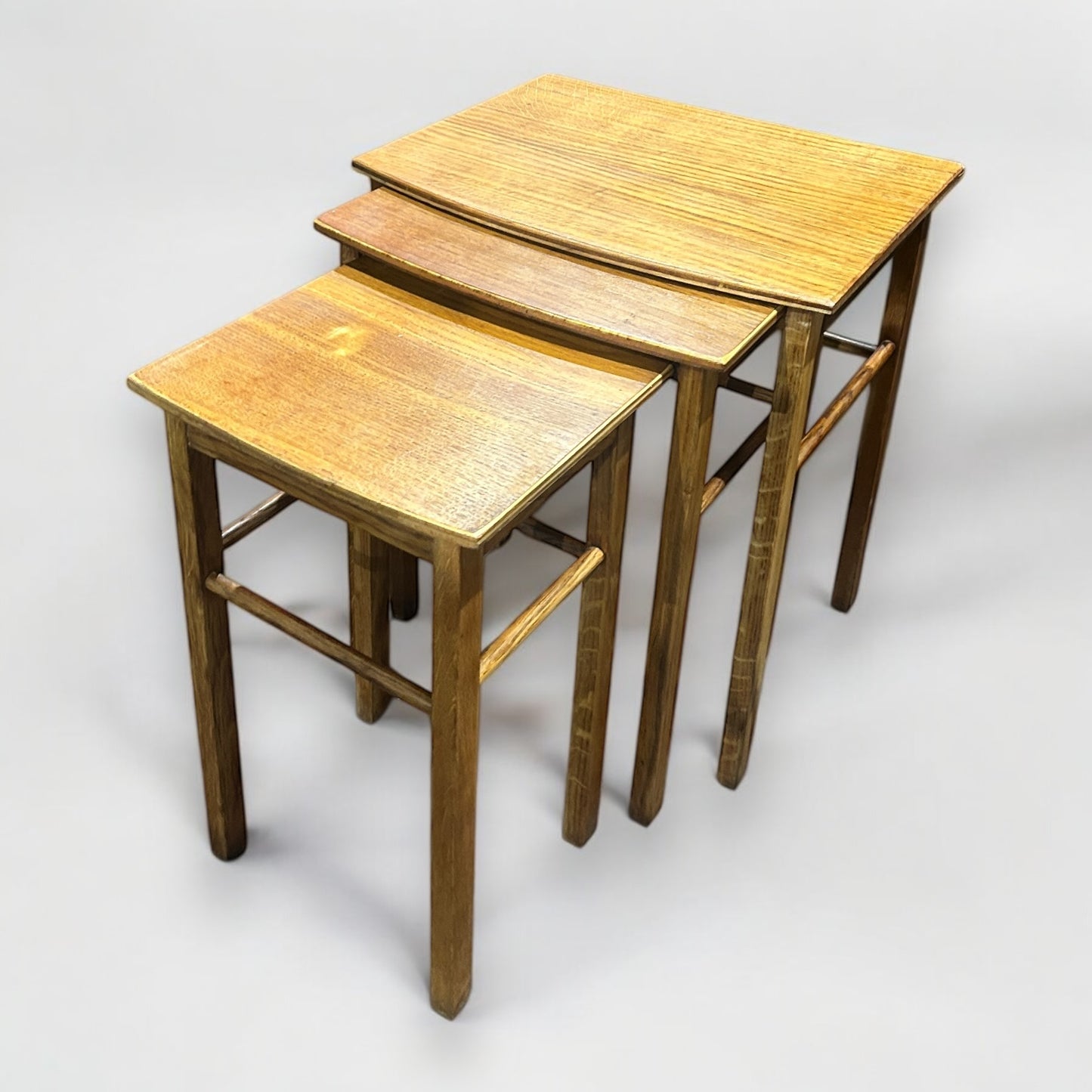 Mid Century Oak Wood Nest of Tables