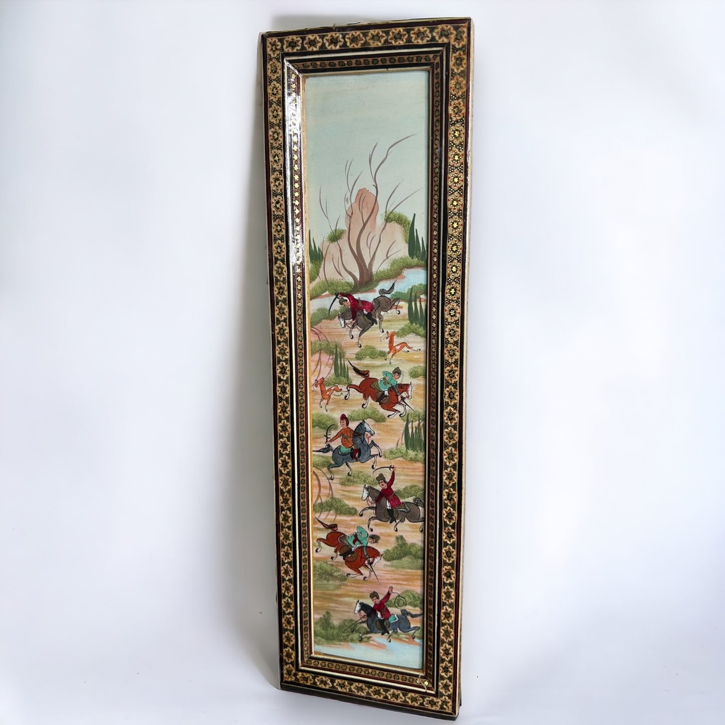 Vintage 1950s Persian Khatam Mosaic Watercolour painting