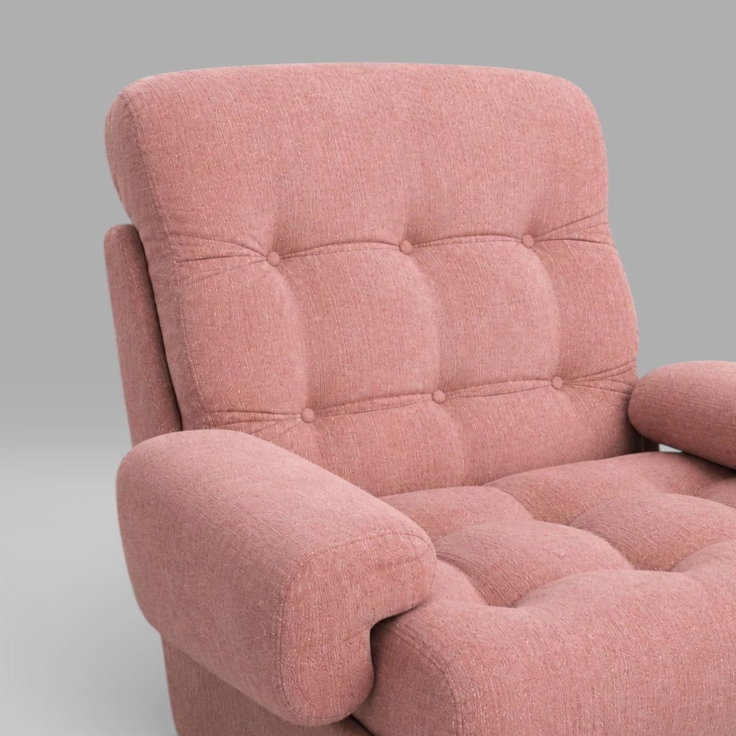 1970s Heals Modular Lounge Armchair Dusty Pink Button-Tufted Mid Century Chair