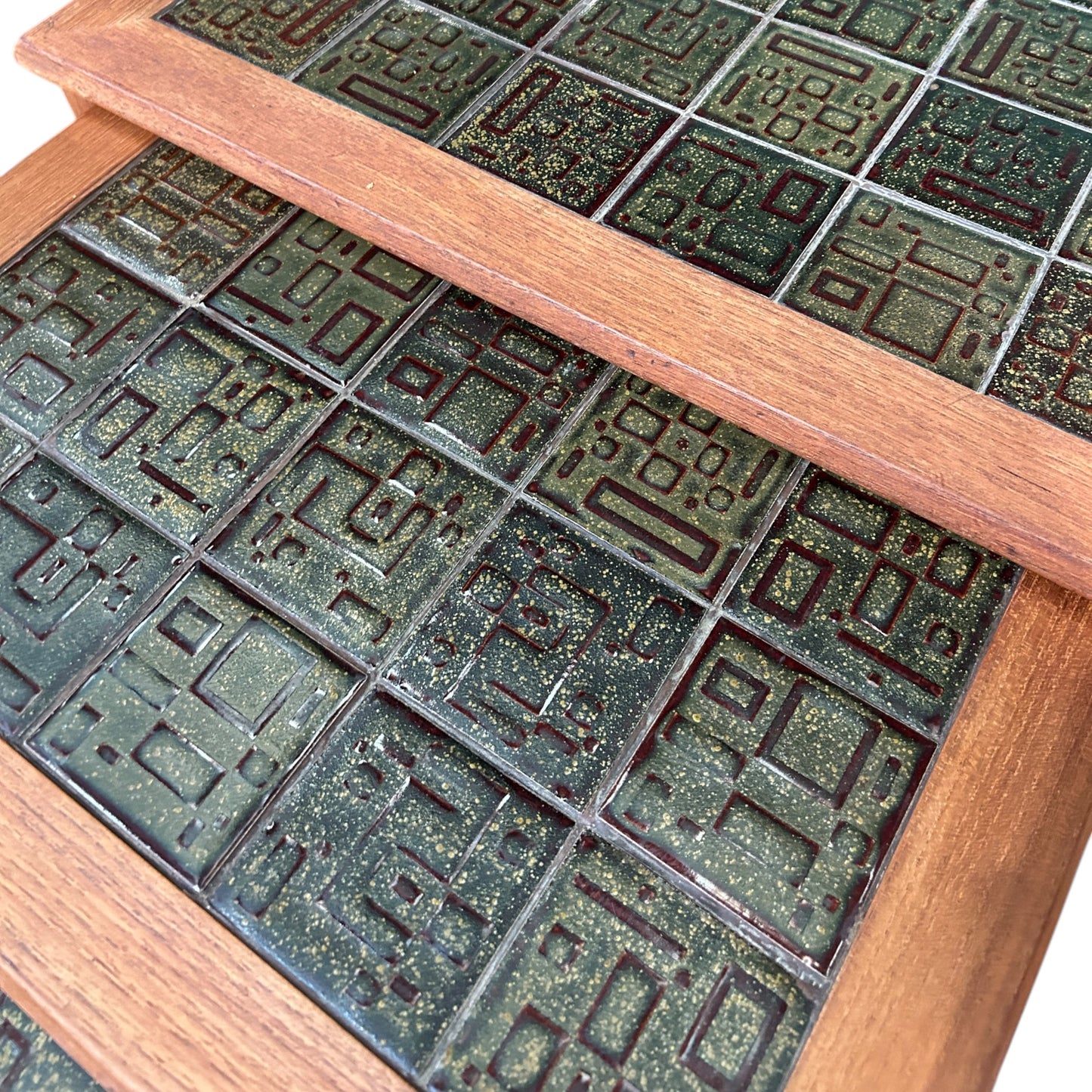 Mid Century Danish Brutalist Tile Nest of Tables