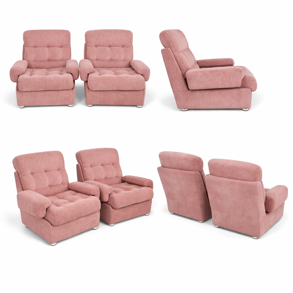 Mid-Century Dusty Pink Modular Sofa Armchairs by Heals (Pair)