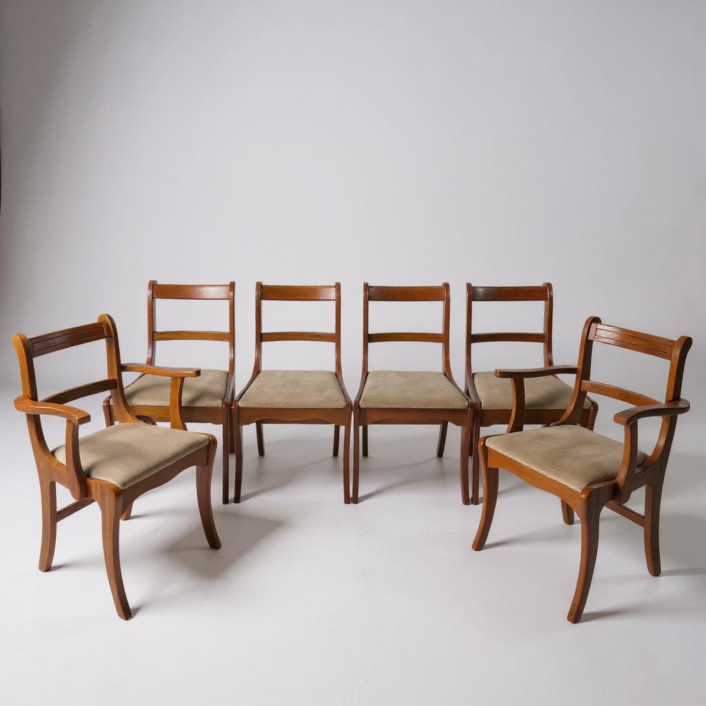 Mid Century Modern English Set of Six Dining Chairs