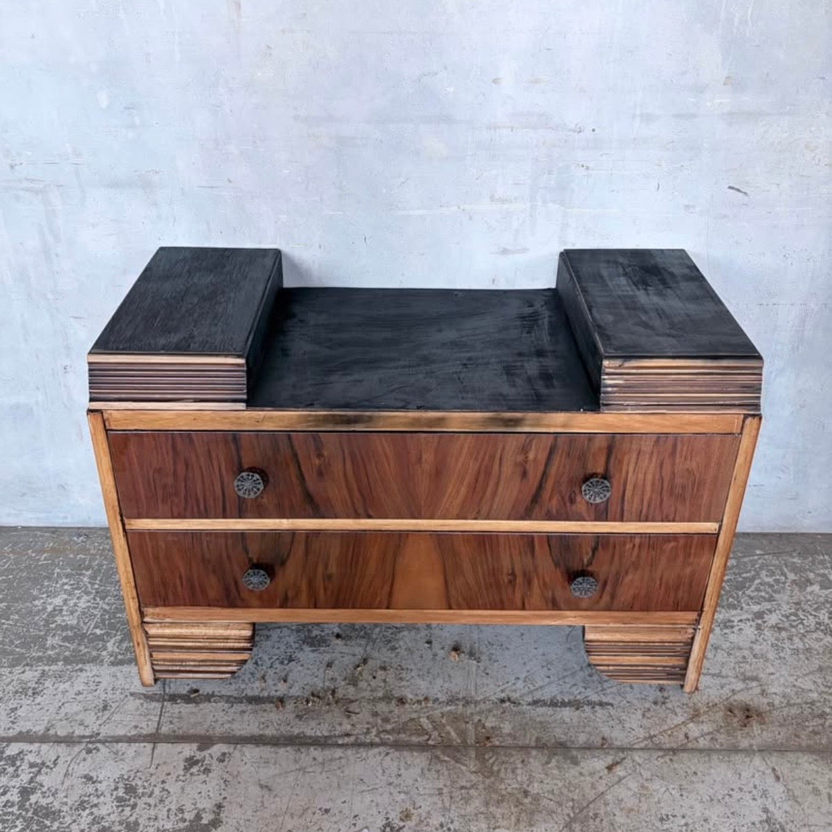 Compact Art Deco Walnut and Oak Chest of Drawers