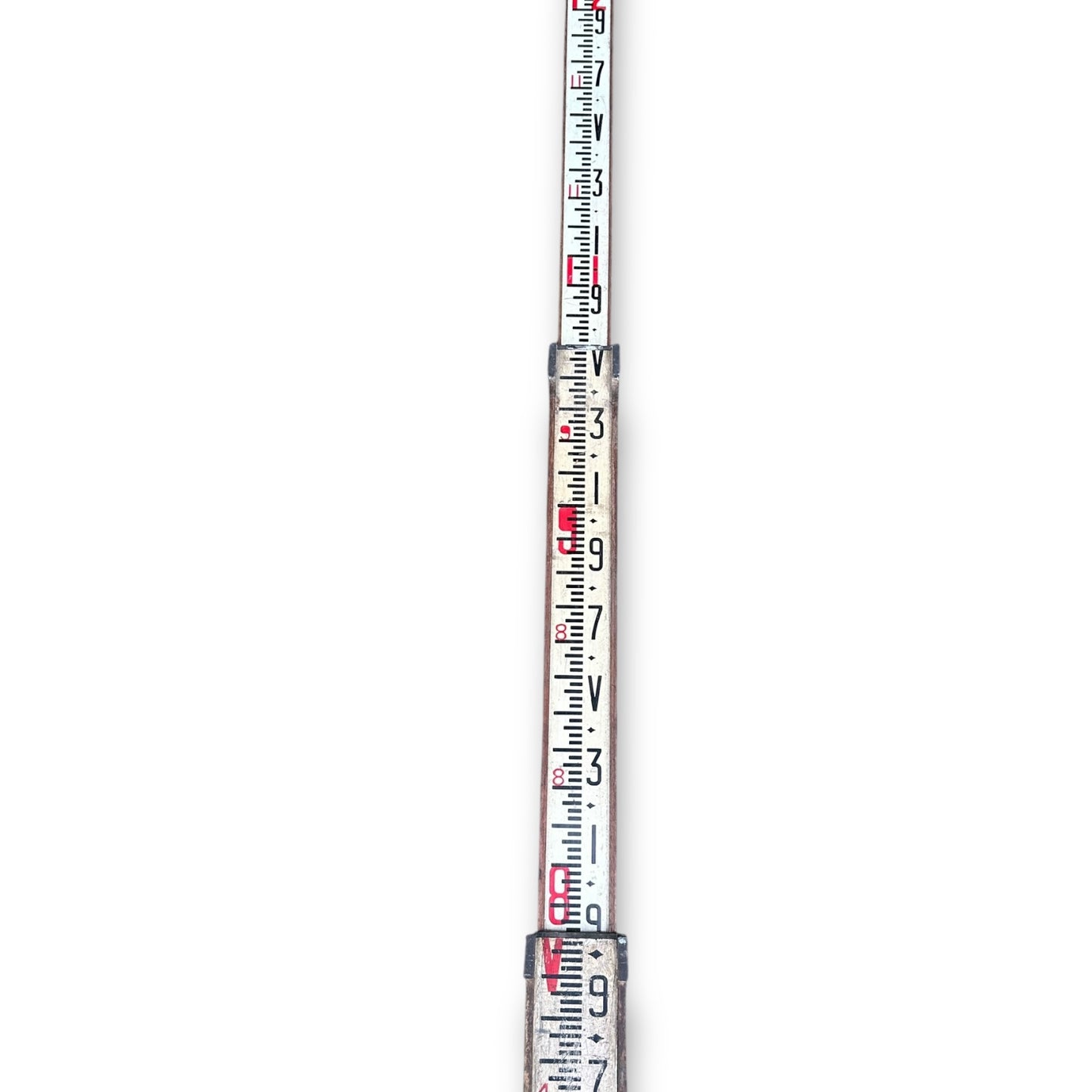 Vintage 12ft Wooden Folding Measuring Stick | Surveyor’s Water Level Ruler | Antique Carpenter’s Tool | Engineering Hydrology Tool