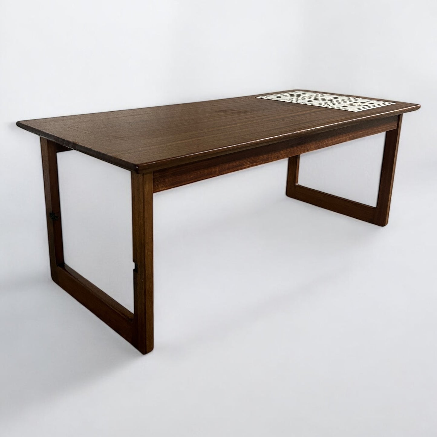 Mid Century Dark Wood Danish Tile Coffee Table