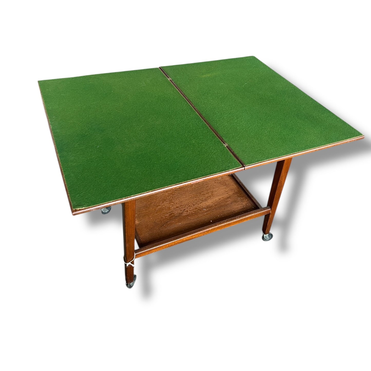 Vintage Scottish Card Table | Folding Green Felt Top | Mid Century Games Table on Castors