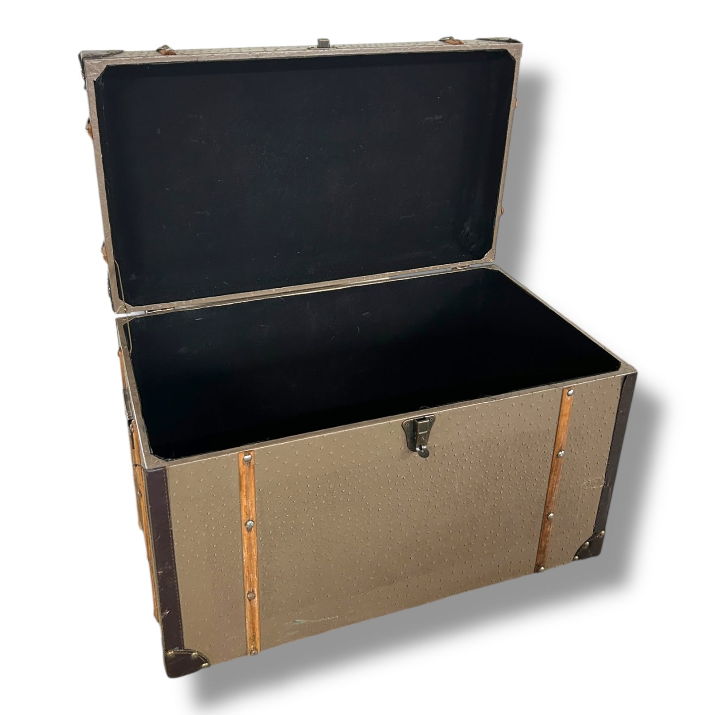 Vintage Grey Steamer Trunk | Antique Travel Chest