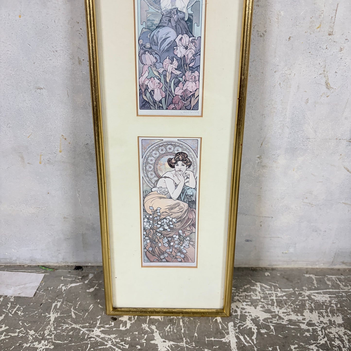 Alphonse Mucha “Topaz & Amethyst” Framed Prints – Art Nouveau Double Panel Wall Art