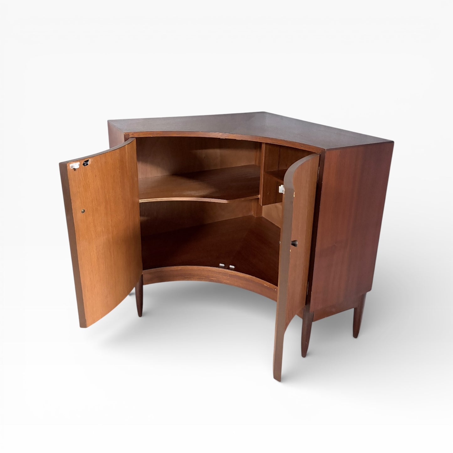 Mid-Century Greaves & Thomas Curved Front Corner Cabinet / Storage Unit — view 6