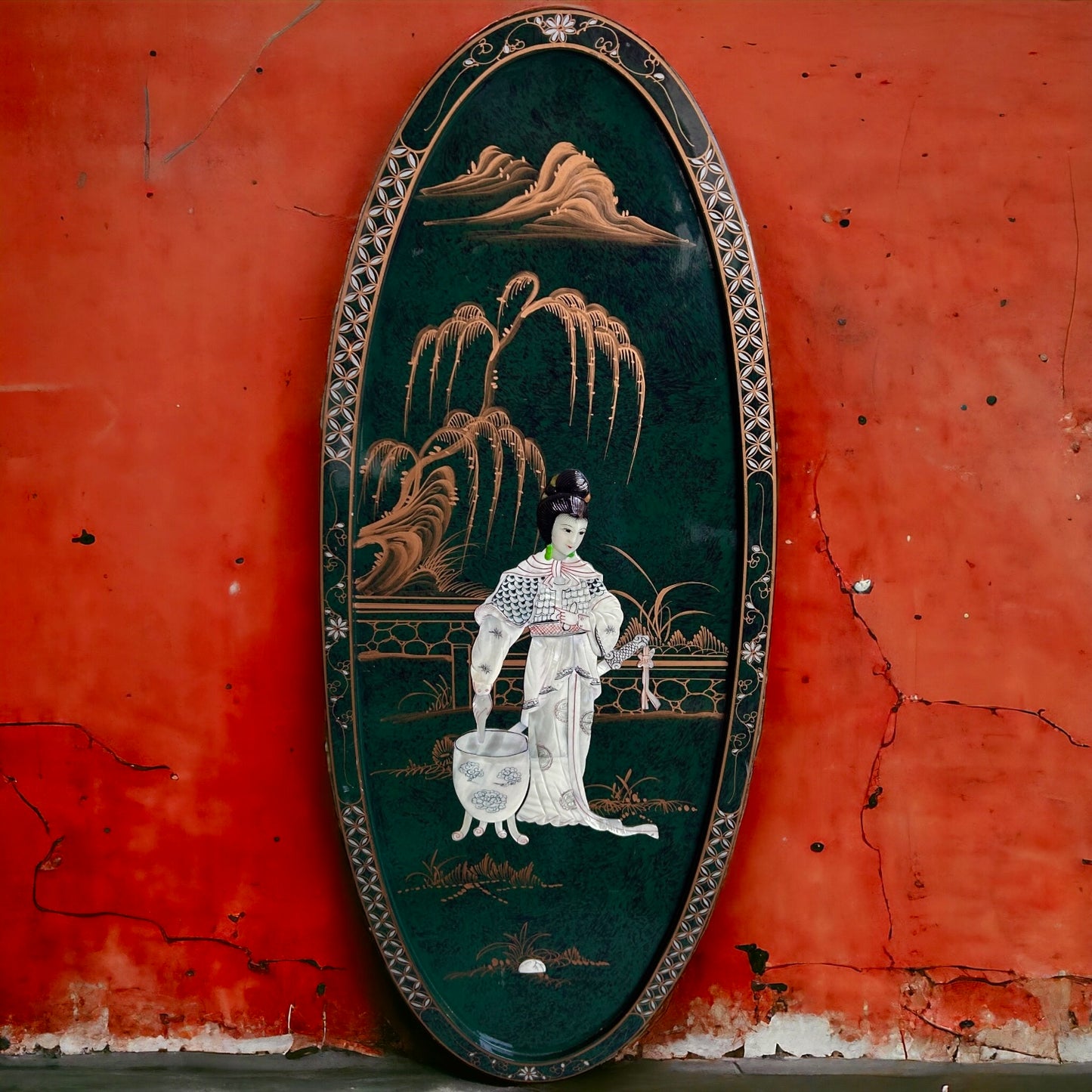 Antique Chinese Mother of Pearl Wall Panel