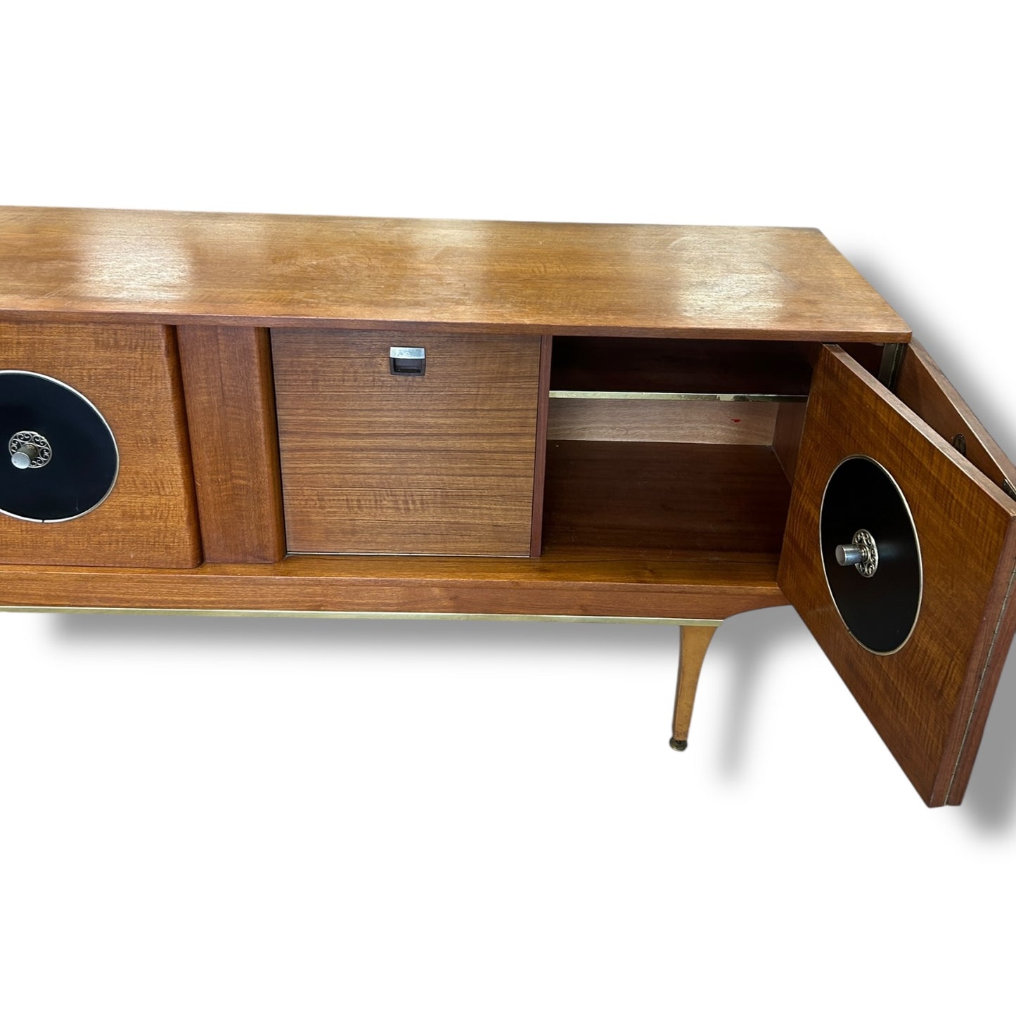 Stonehill Mid-Century Sideboard | 1960s British Teak Credenza with Atomic Handles