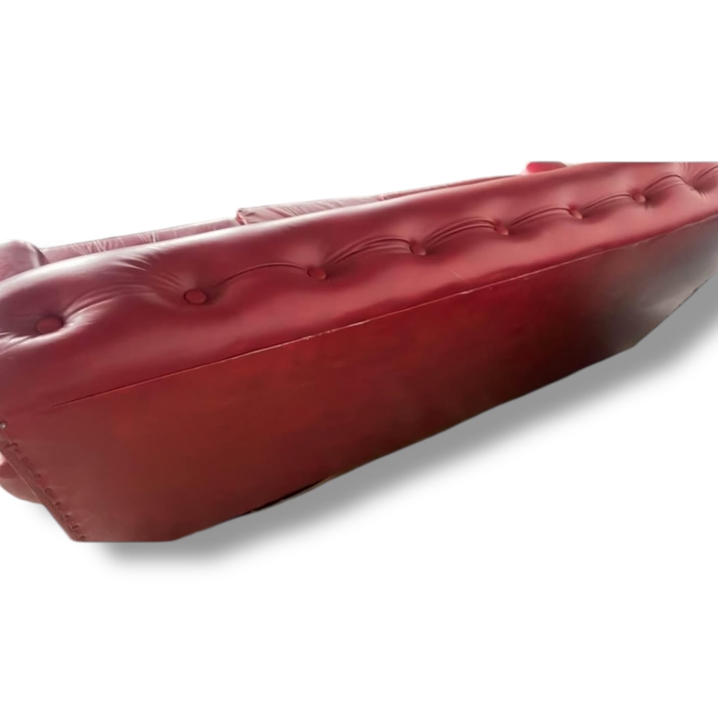 Mid Century Modern Red Vinyl Three Piece Leatherette Sofa