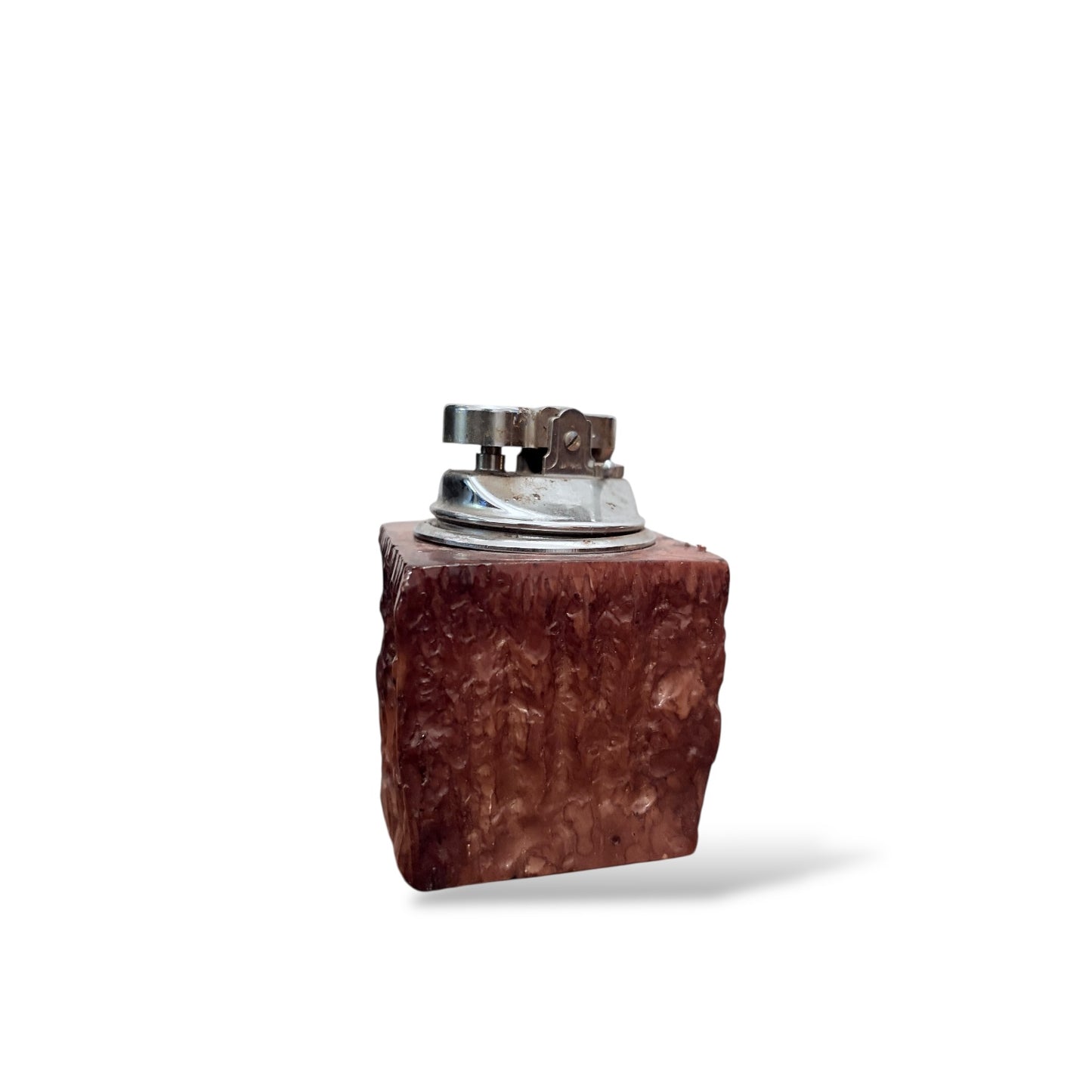 Vintage Italian Alabaster Table Lighter with Chrome Mechanism