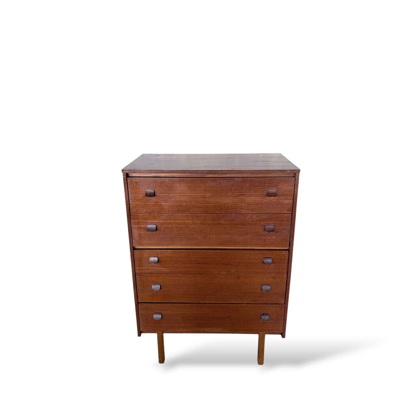 Mid-Century Teak Tallboy Chest of Drawers – Five Drawer Danish Style
