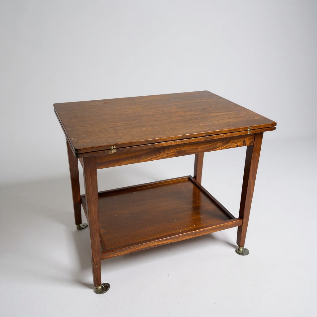 Vintage Scottish Card Table | Folding Green Felt Top | Mid Century Games Table on Castors