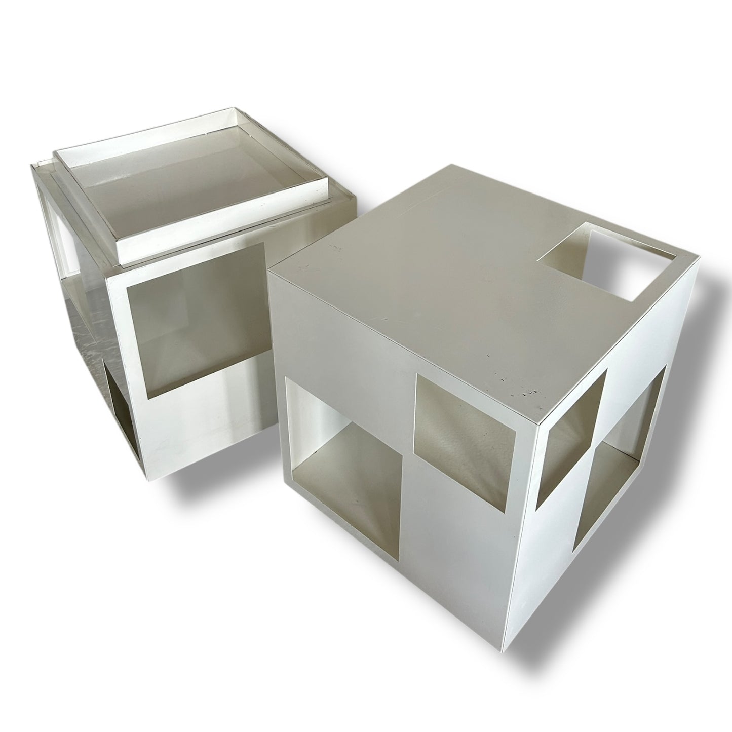 Mid Century Space Age Metal White Display Storage Cubes