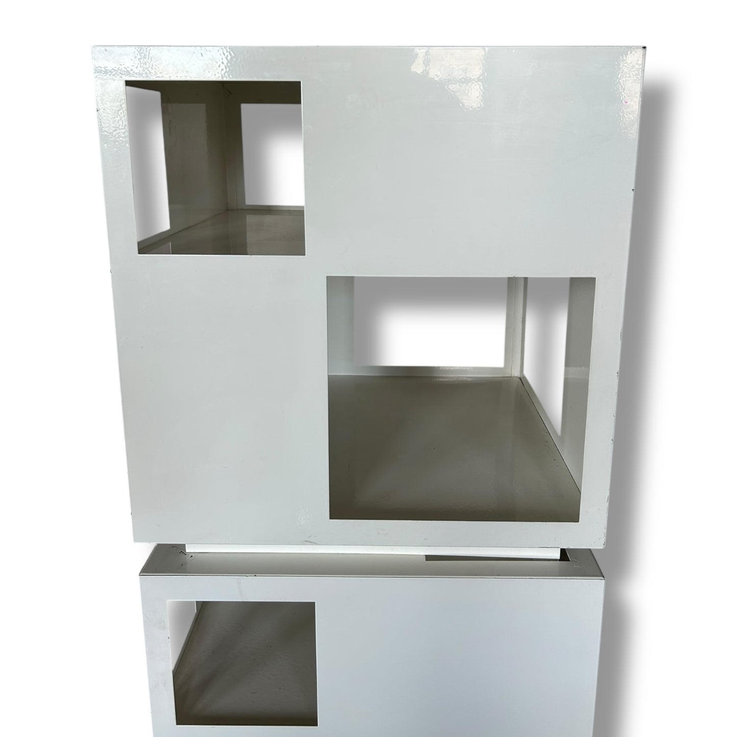 Mid Century Space Age Metal White Display Storage Cubes
