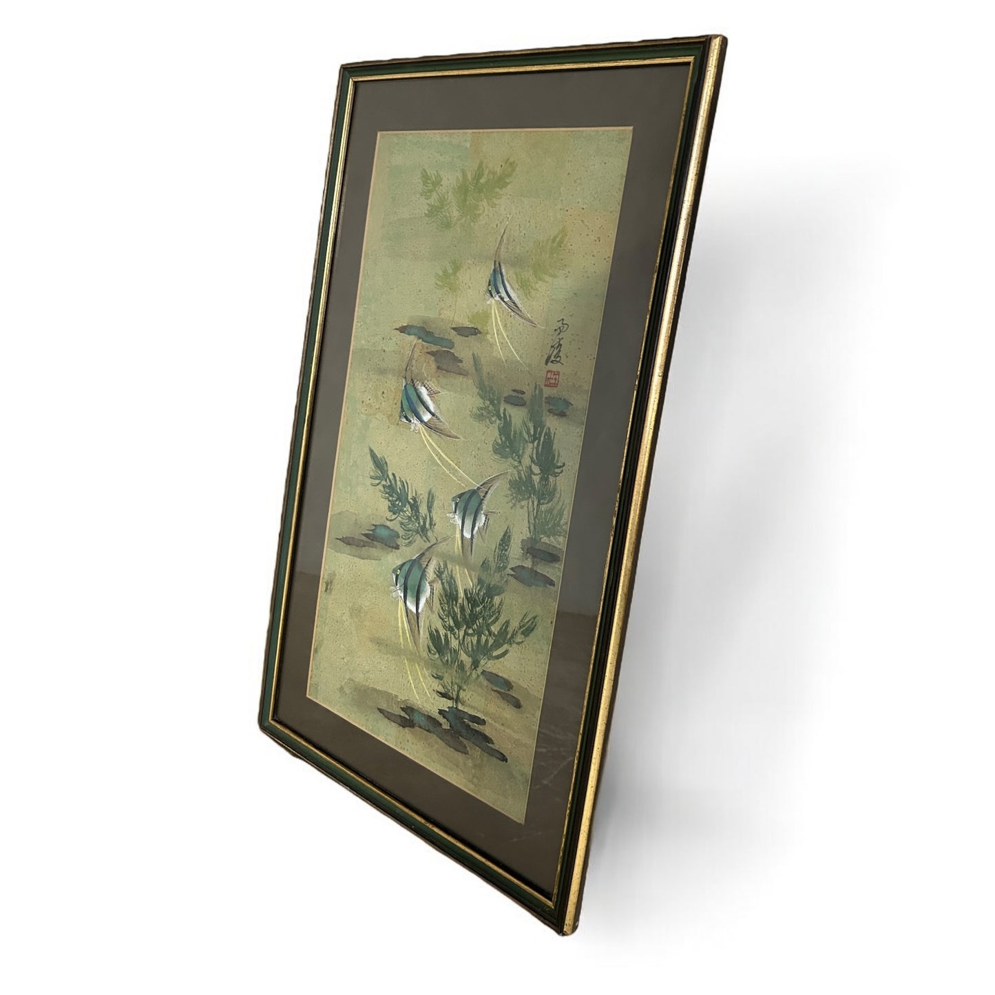 Mid Century Chinese Fish Silk Painting