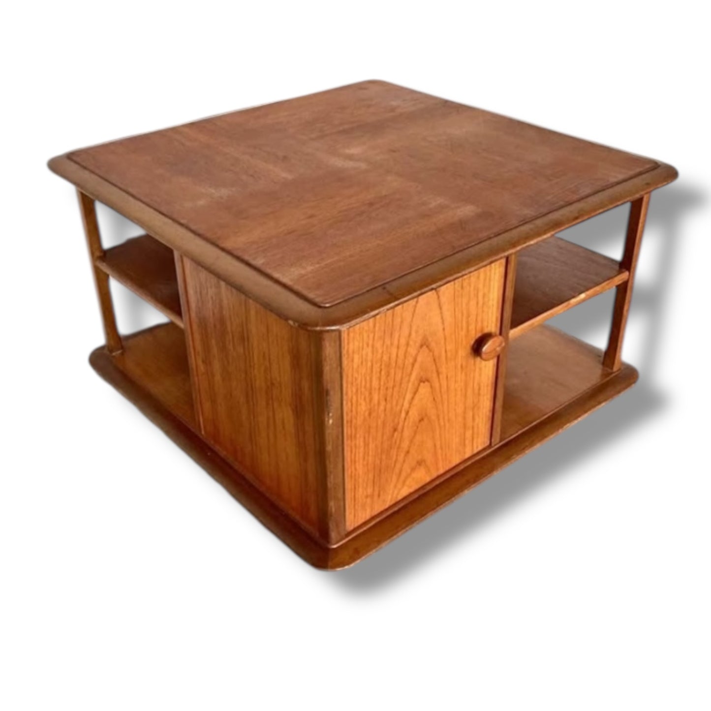 Mid Century Modern Nathan Pandora Teak Rotating Coffee Table