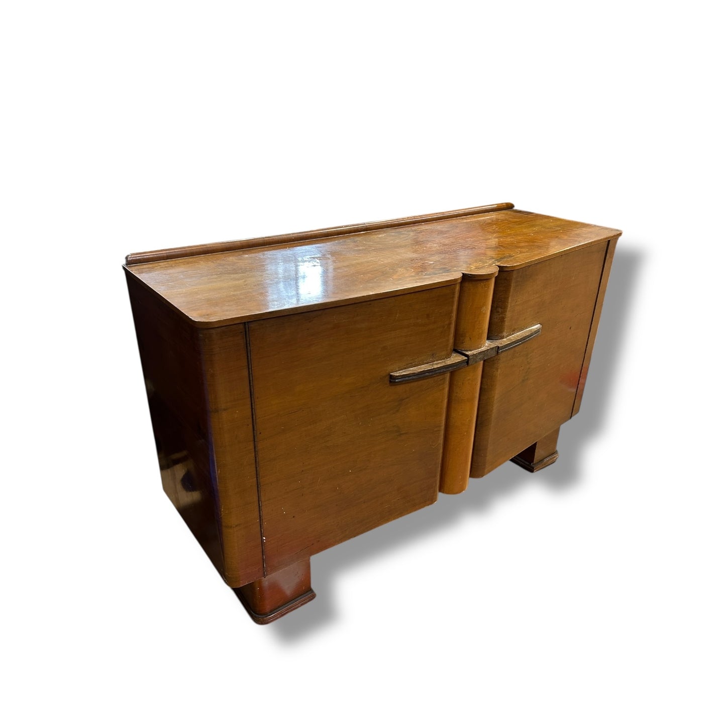 Art Deco Walnut Sideboard | 1930s Drinks Cabinet with Bakelite Handles | Vintage Bar Cabinet