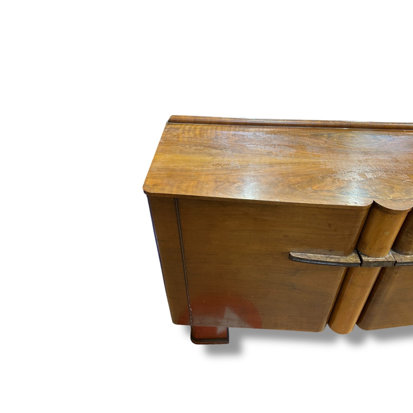 Art Deco Walnut Sideboard | 1930s Drinks Cabinet with Bakelite Handles | Vintage Bar Cabinet