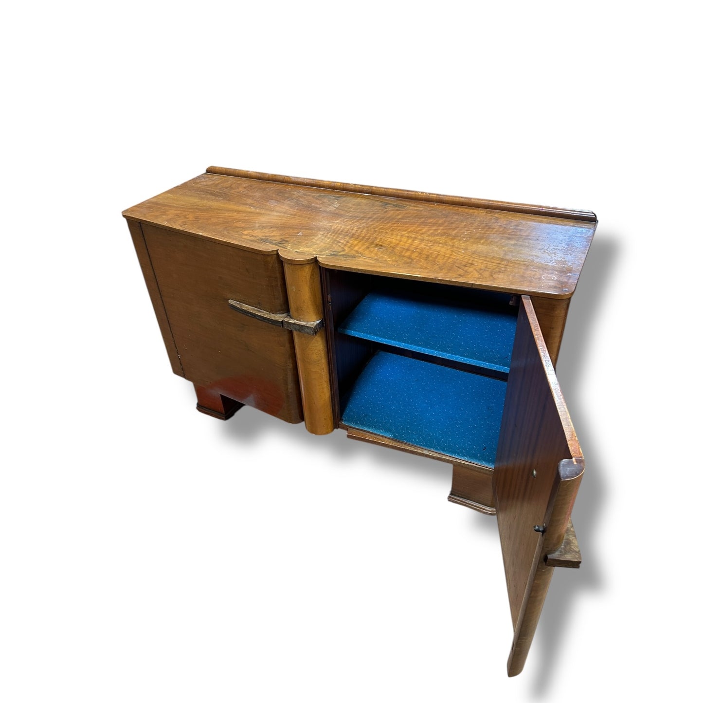 Art Deco Walnut Sideboard | 1930s Drinks Cabinet with Bakelite Handles | Vintage Bar Cabinet