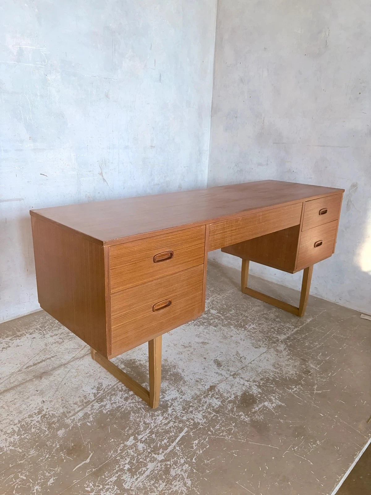 Mid-Century Teak Desk with Sleigh Legs – image 6