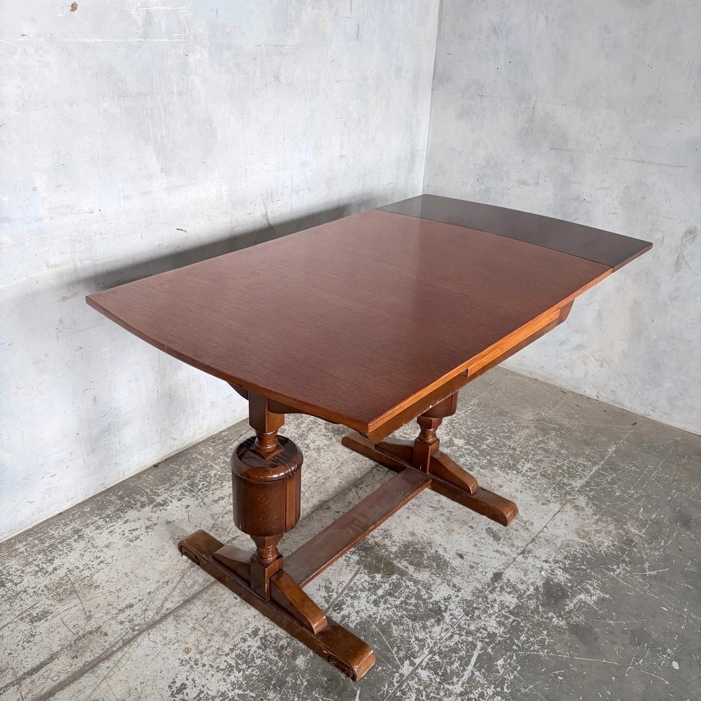 Antique Oak Arts & Crafts Draw Leaf Dining Table - image 6