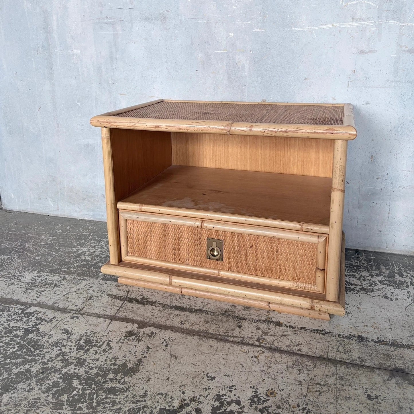 1960s Dal Vera Italian Bamboo & Rattan Bedside Cabinet - view 6