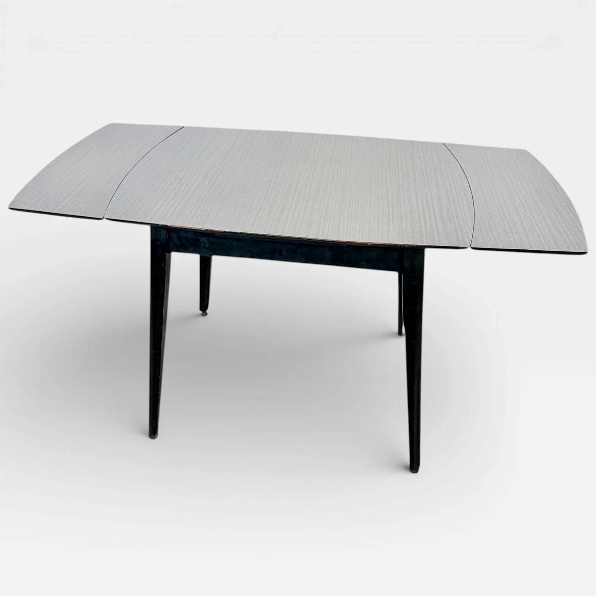Mid Century Space Age Black & White Formica Draw Leaf Extending Dining Table - image 6