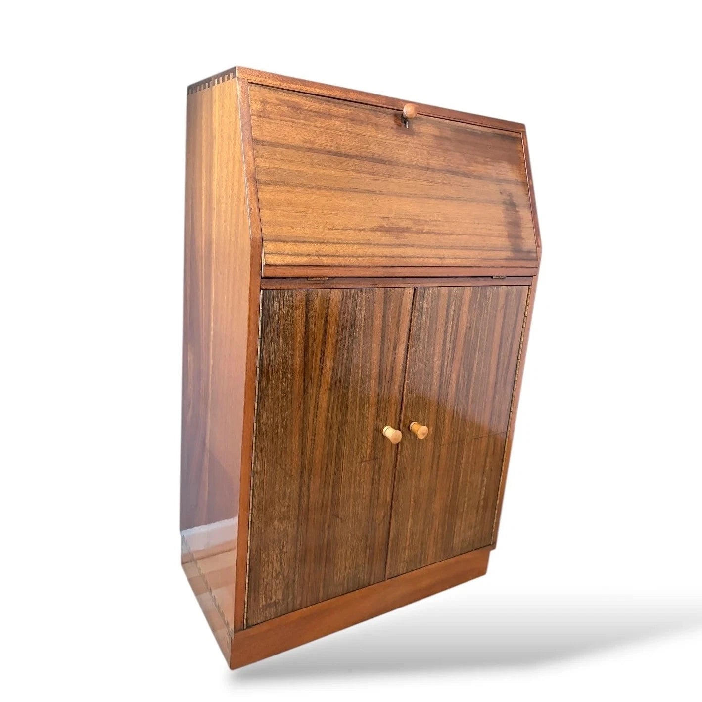 Morris of Glasgow Teak & Walnut Drop-Front Bureau - image 6