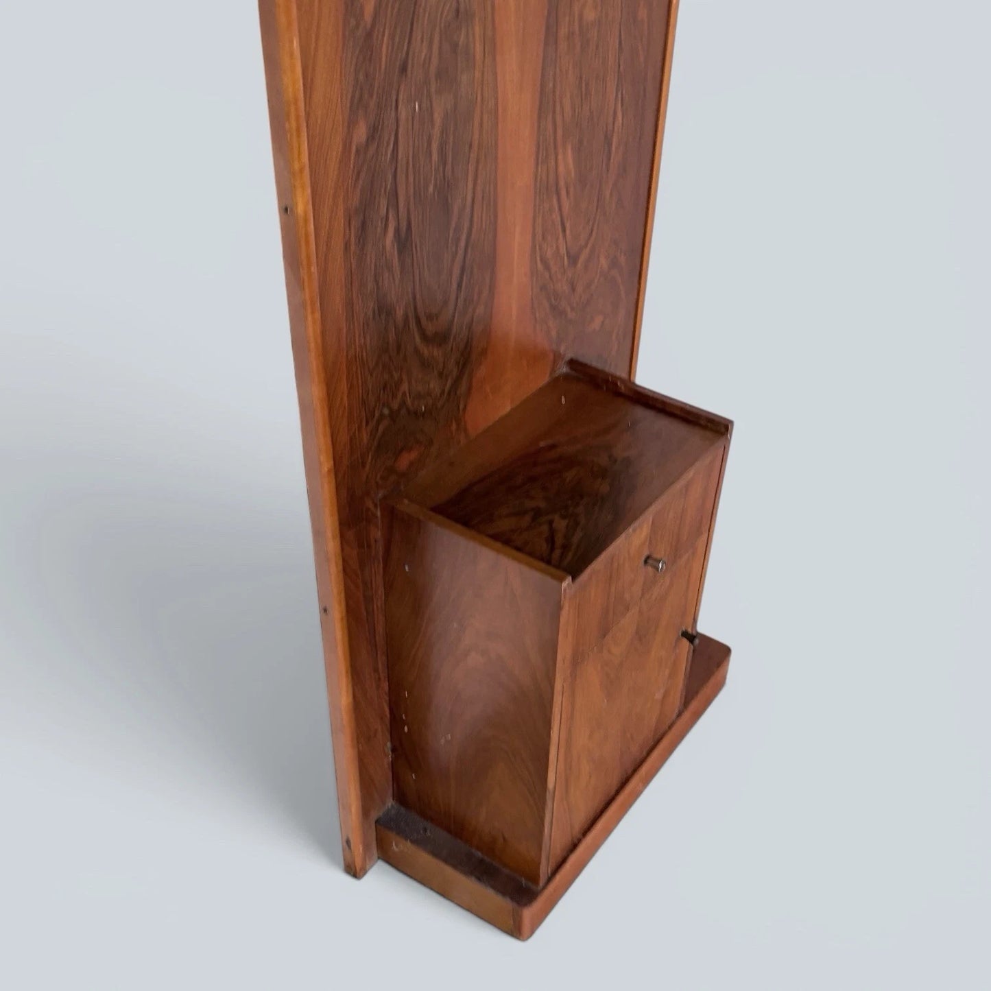 Mid Century Walnut Hall Stand with Mirror, Umbrella Stand & Shoe Cabinet – image 6