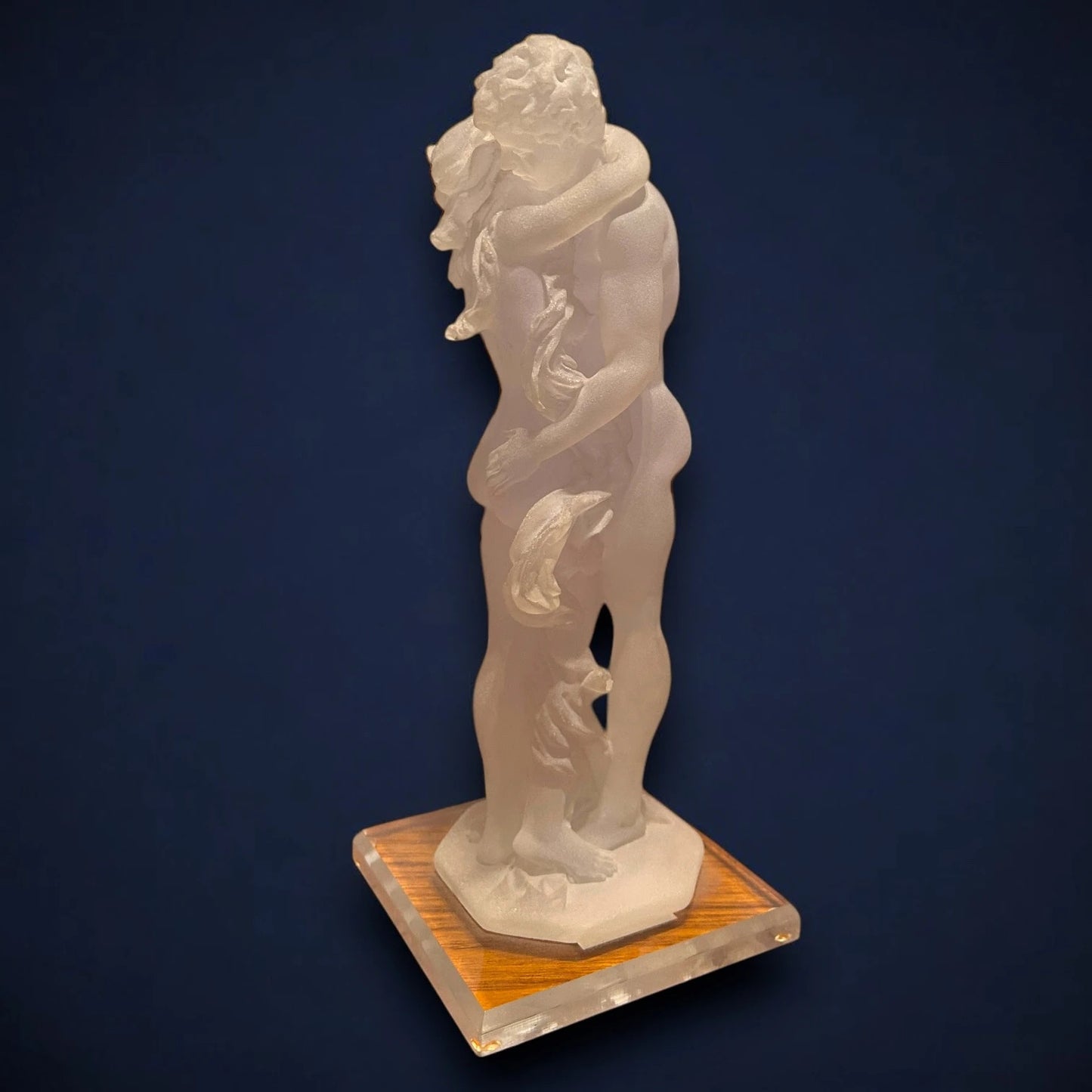 Vintage 1990s Lucite Art Deco Style Lovers Sculpture