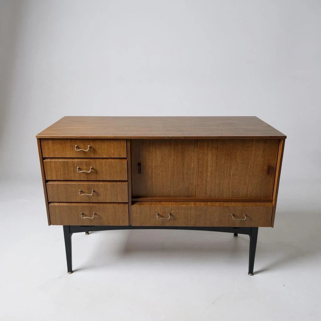 Mid Century Modern Nathan Sideboard Sliding Doors Cabinet