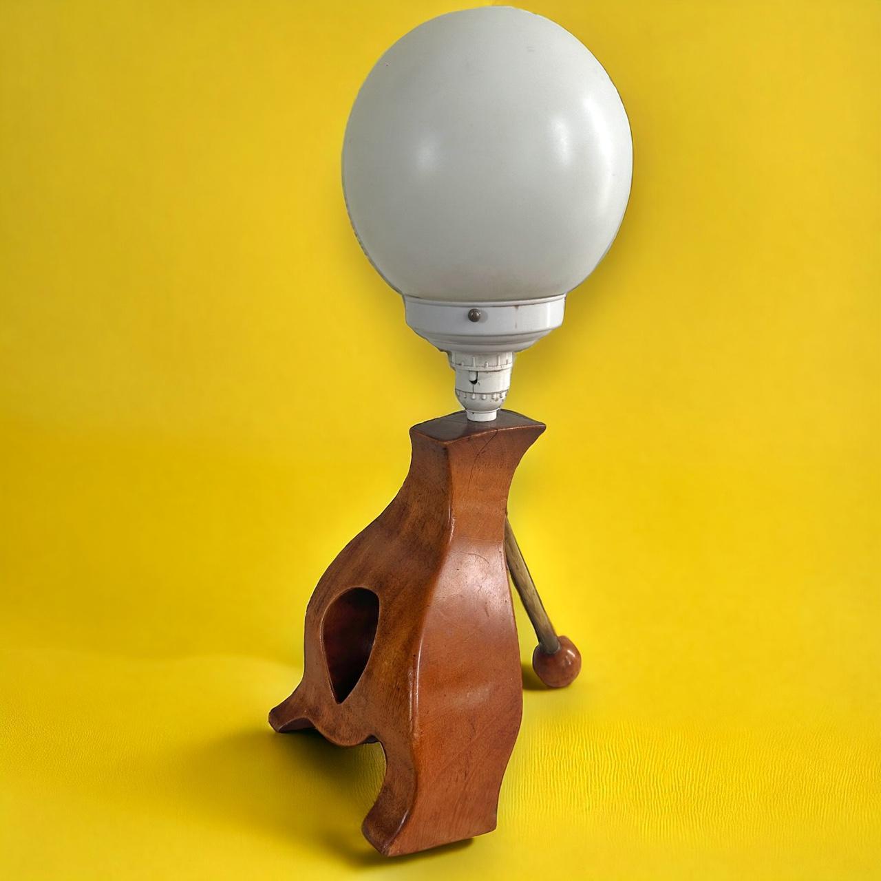 Mid Century Teak Wood Abstract Lamp